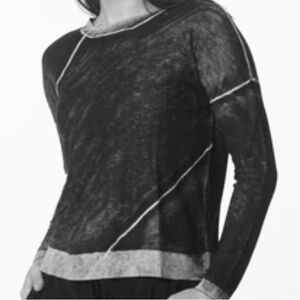 KOKUN Black and Gray Long Sleeve Top